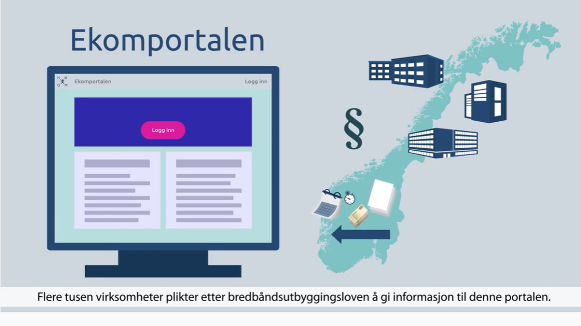 Printscreen fra informasjonsfilm om Ekomportalen