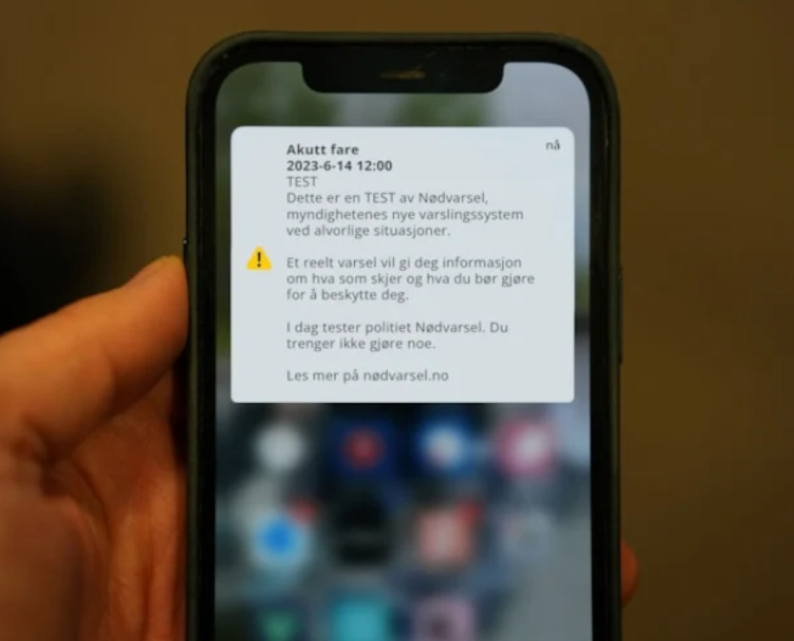 Nødvarsel på mobil testet 14. juni