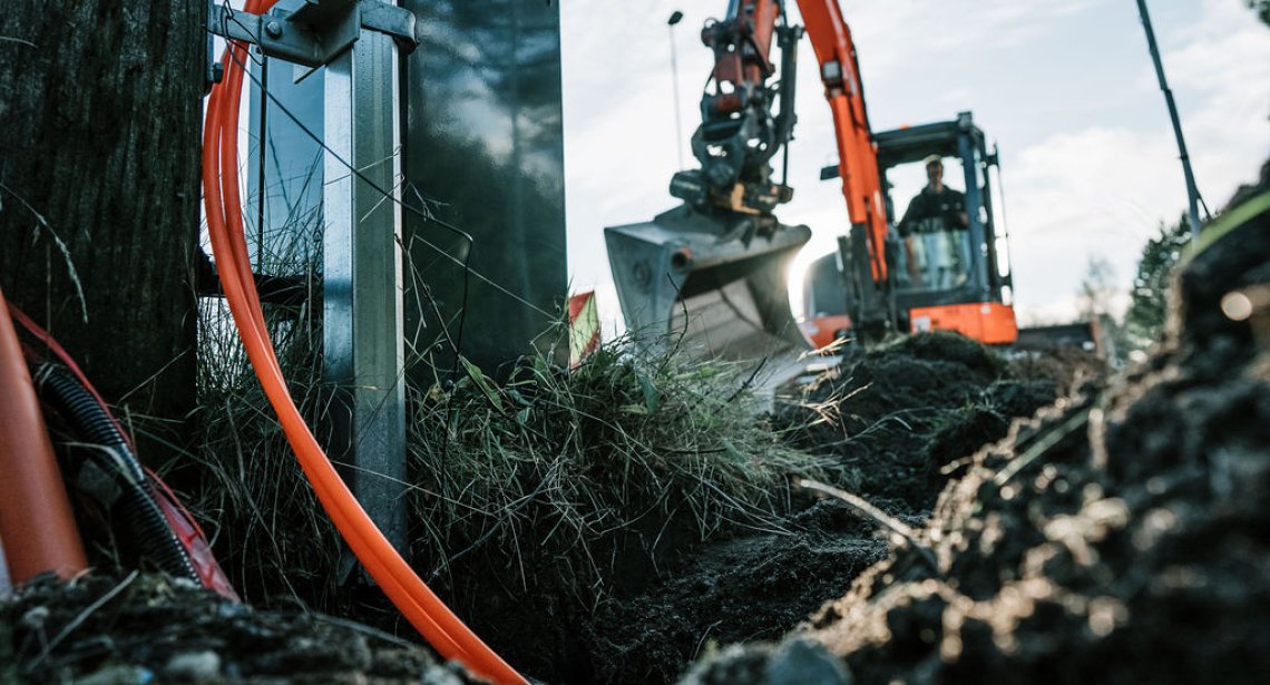 Legging av fiber i grøft